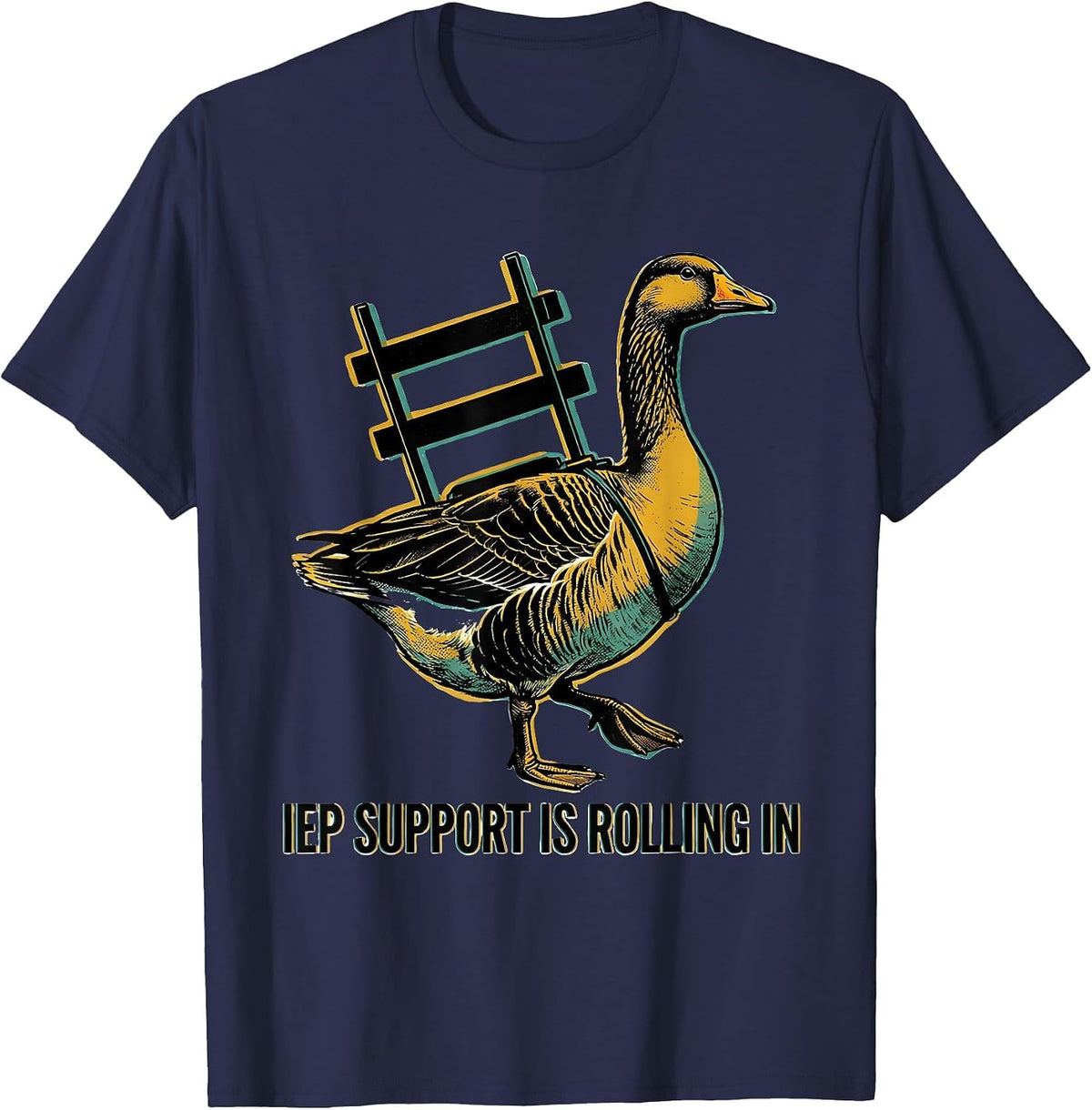 IEP Support Is Rolling In Funny Special Education Teacher T-Shirt - Navy Blue