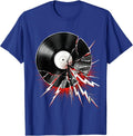 Vinyl Record Melting Into Lightning Bolts Art T-Shirt - Royal Blue