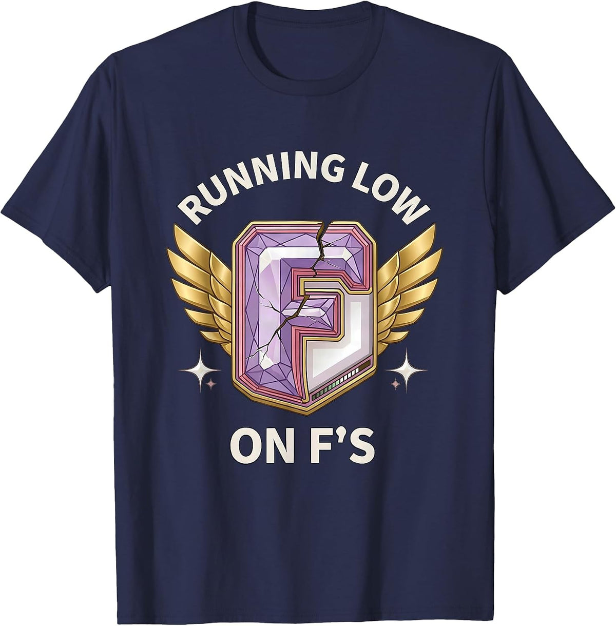 Running Low on F's Sarcastic Humor Design T-Shirt - Navy Blue