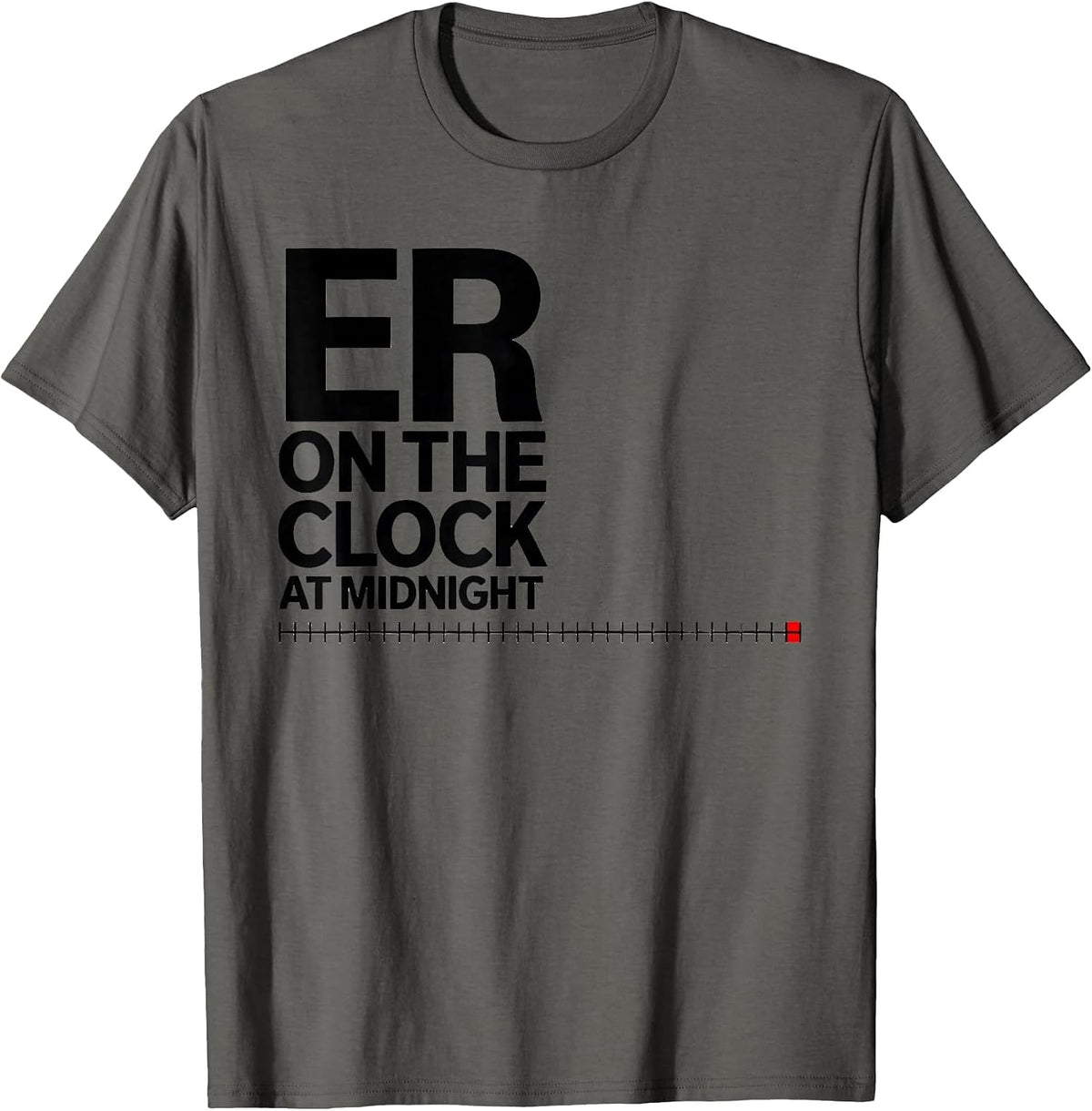 Men's ER On The Clock At Midnight Funny Nurse Crew New Years Eve T-Shirt - Asphalt Grey