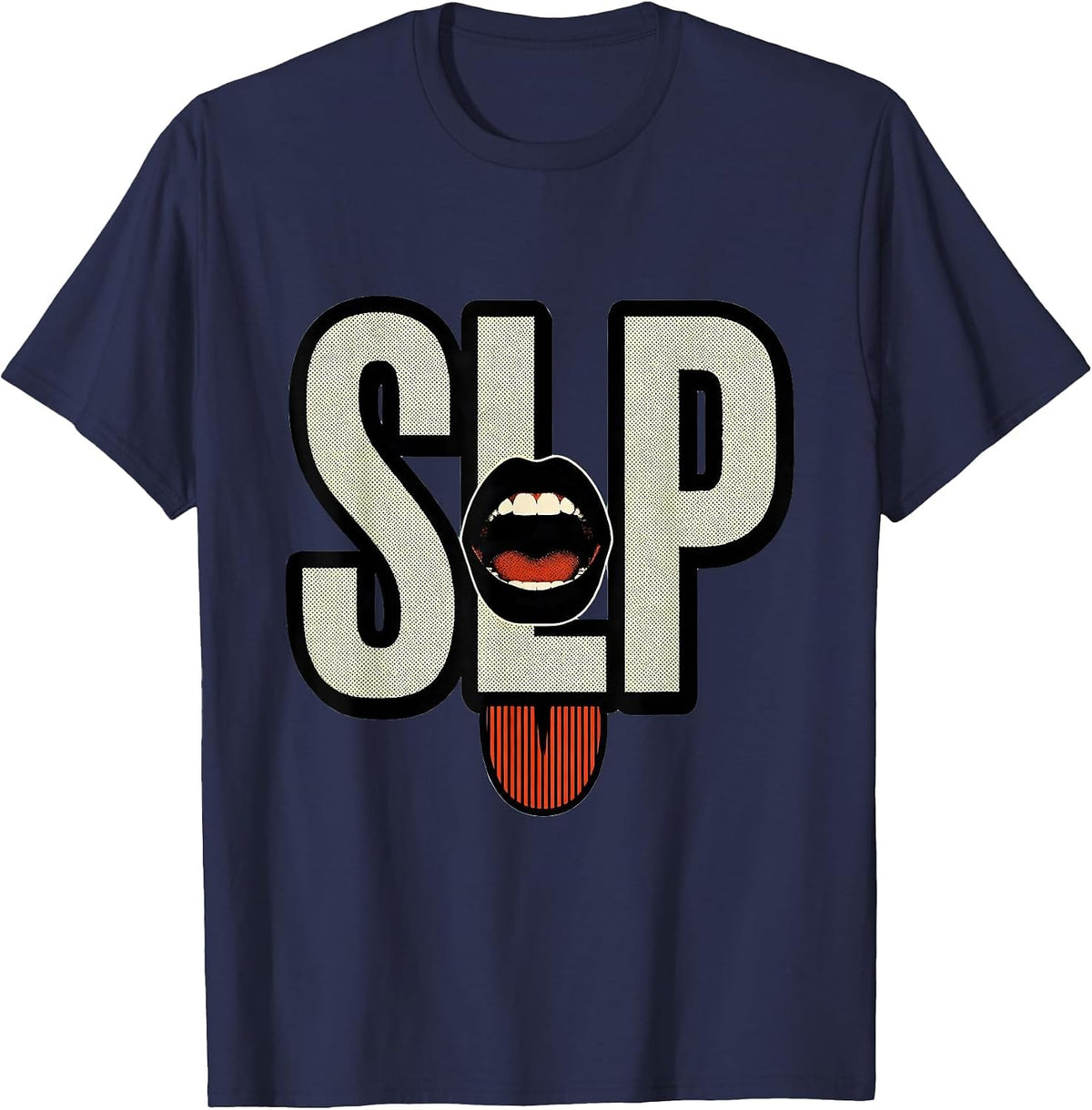 Men's SLP Cute Retro Speech-Language Pathologist Professional T-Shirt - Navy Blue