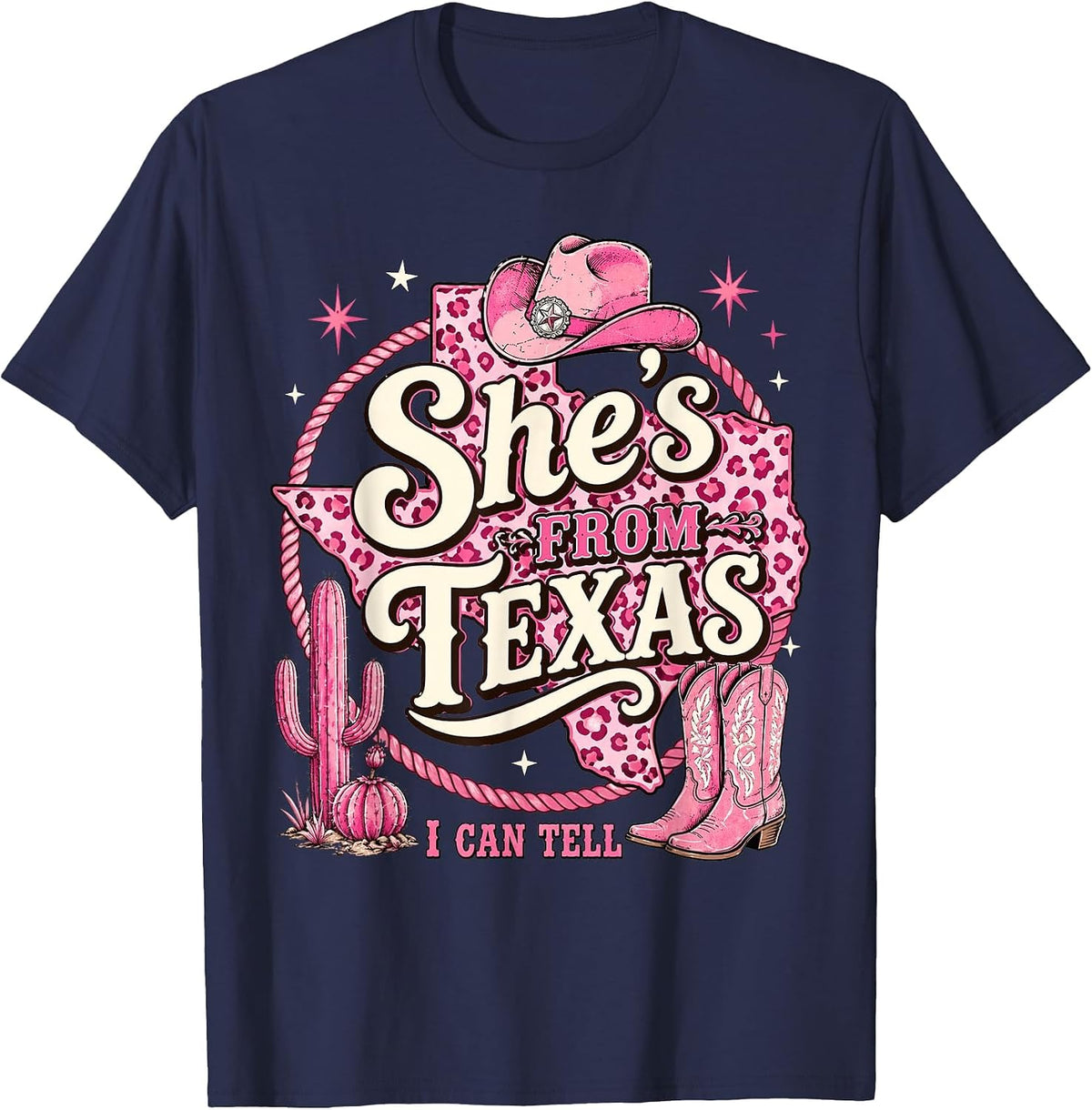 She's from Texas I Can Tell Retro Vintage Texas's Girl Women T-Shirt - Navy Blue