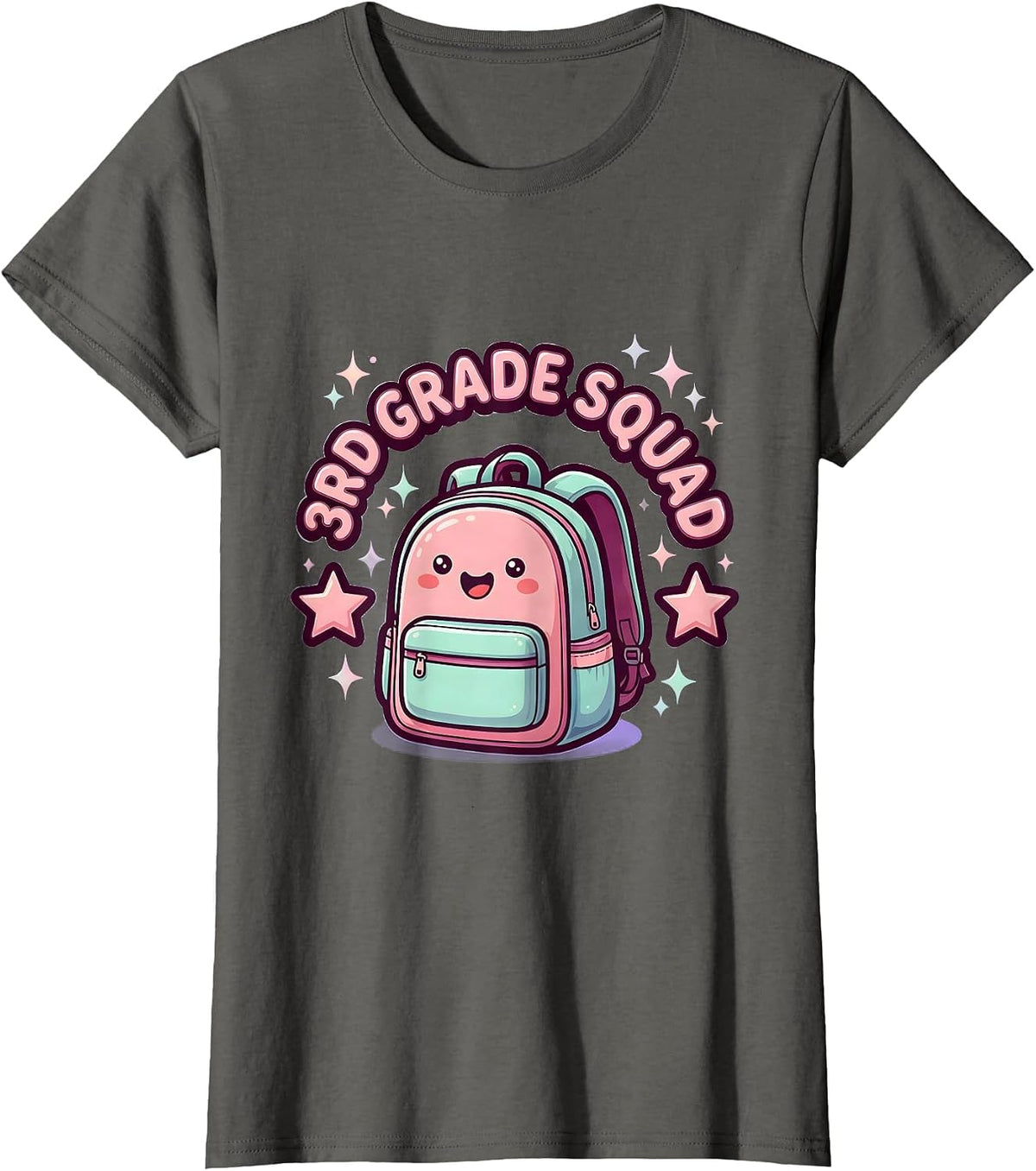 Women's 3rd Grade Squad Cute Kawaii Teacher Student Back To School T-Shirt - Asphalt Grey