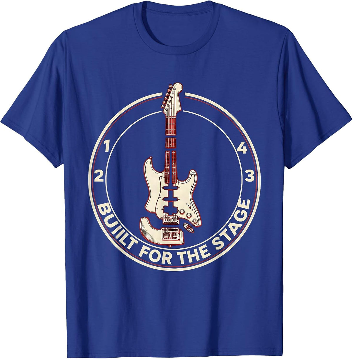 Built for the Stage 80s Rock Band Graphic Design T-Shirt - Royal Blue
