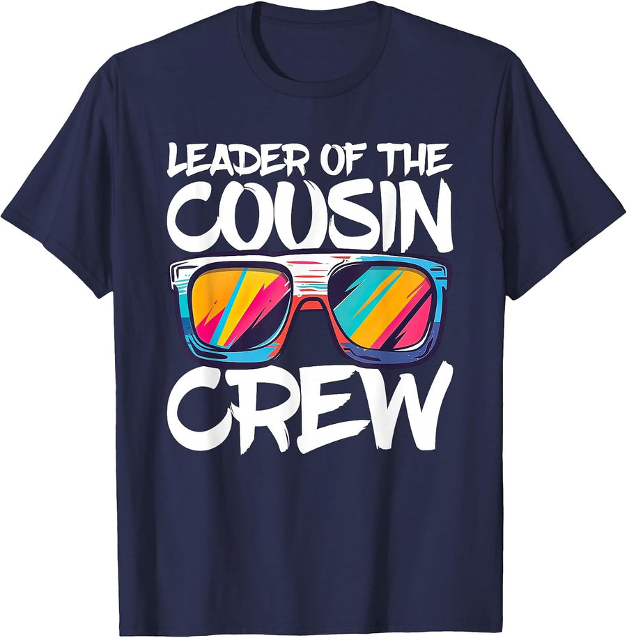 Leader of The Cousin Crew Shirt Adults Boy Girl Best Cousin T-Shirt - Navy Blue