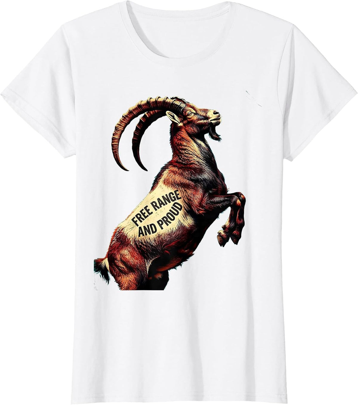 Free Range and Proud Goat Lover Design T-Shirt - White