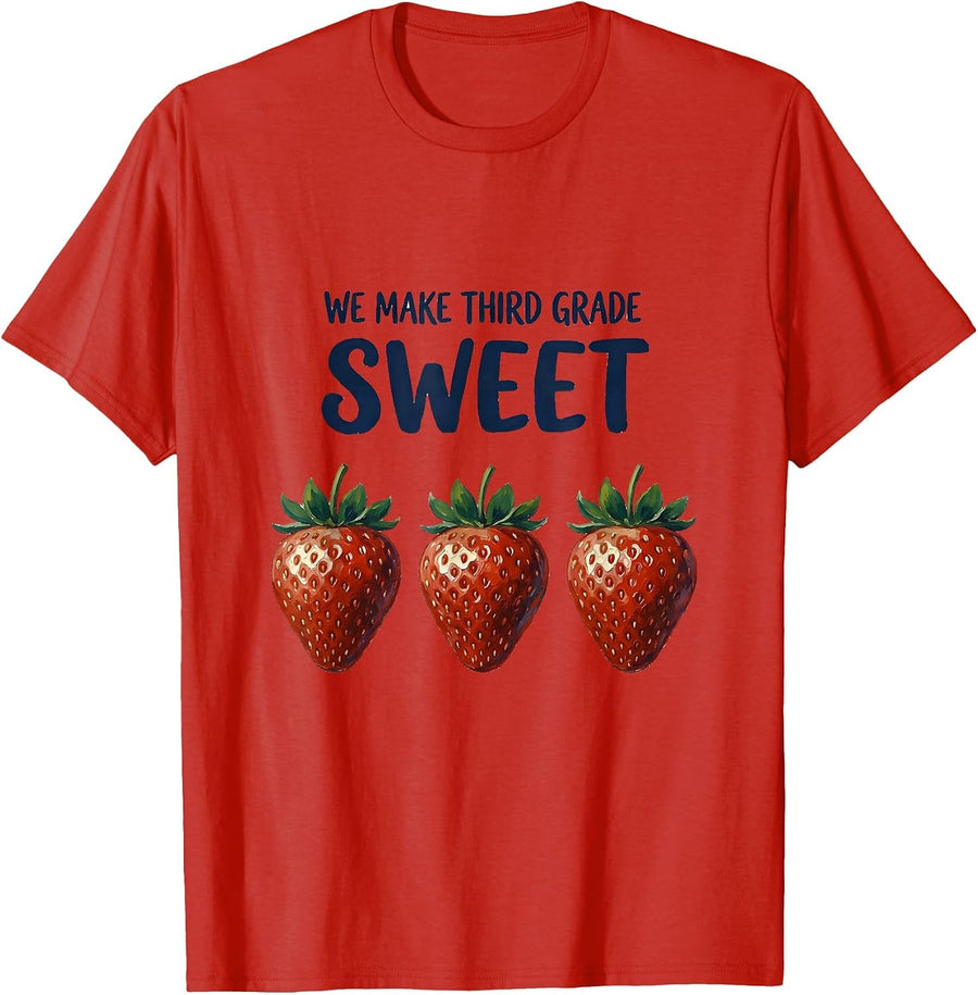 Men's We Make Third Grade Sweet Whimsical Teacher Back To School T-Shirt - Red