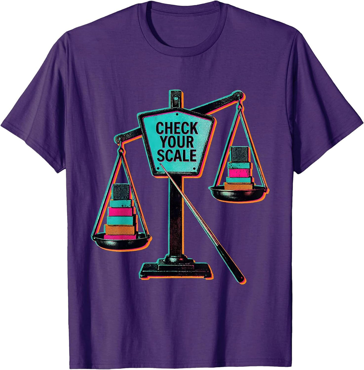 Check Your Scale Risograph Music Teacher Pun Humor Gift T-Shirt - Purple