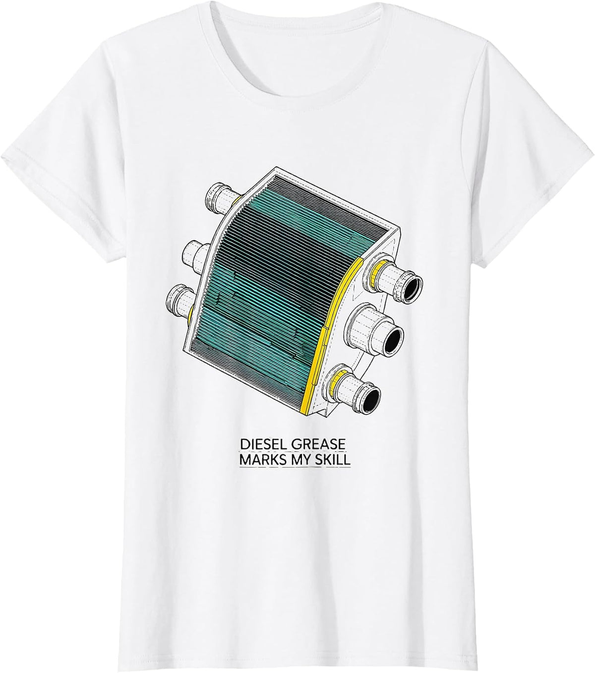 Women's Diesel Grease Marks My Skill Funny Diesel Mechanic Gift T-Shirt - White
