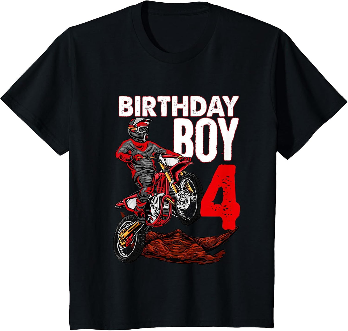 Motocross Birthday Shirt Motorcycle Themed 4th Birthday T-Shirt - Black