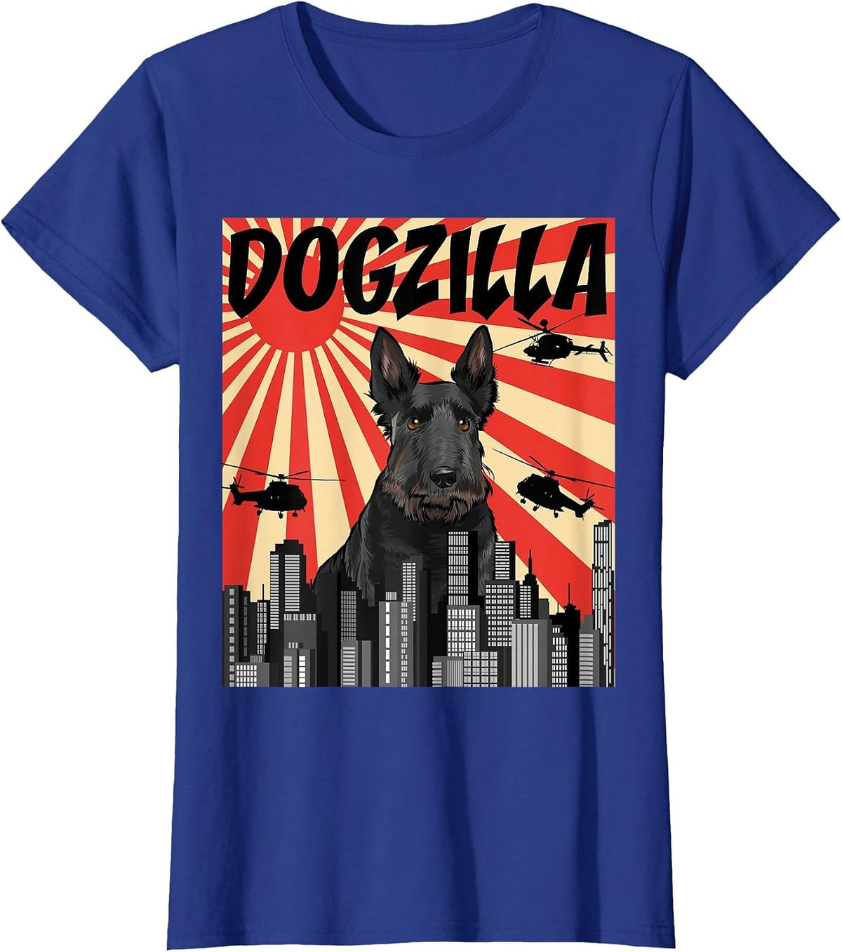 Funny Retro Japanese Dogzilla Scottish Terrier T-Shirt - Royal Blue