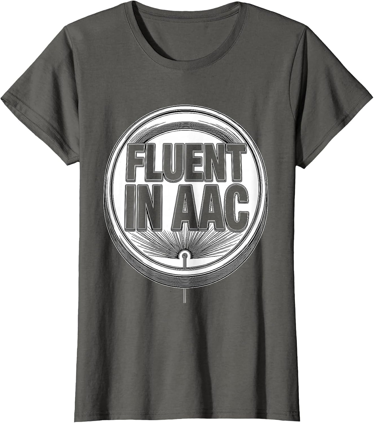 Women's Fluent In AAC Line Art Speech Therapy SLP Teacher T-Shirt - Asphalt Grey