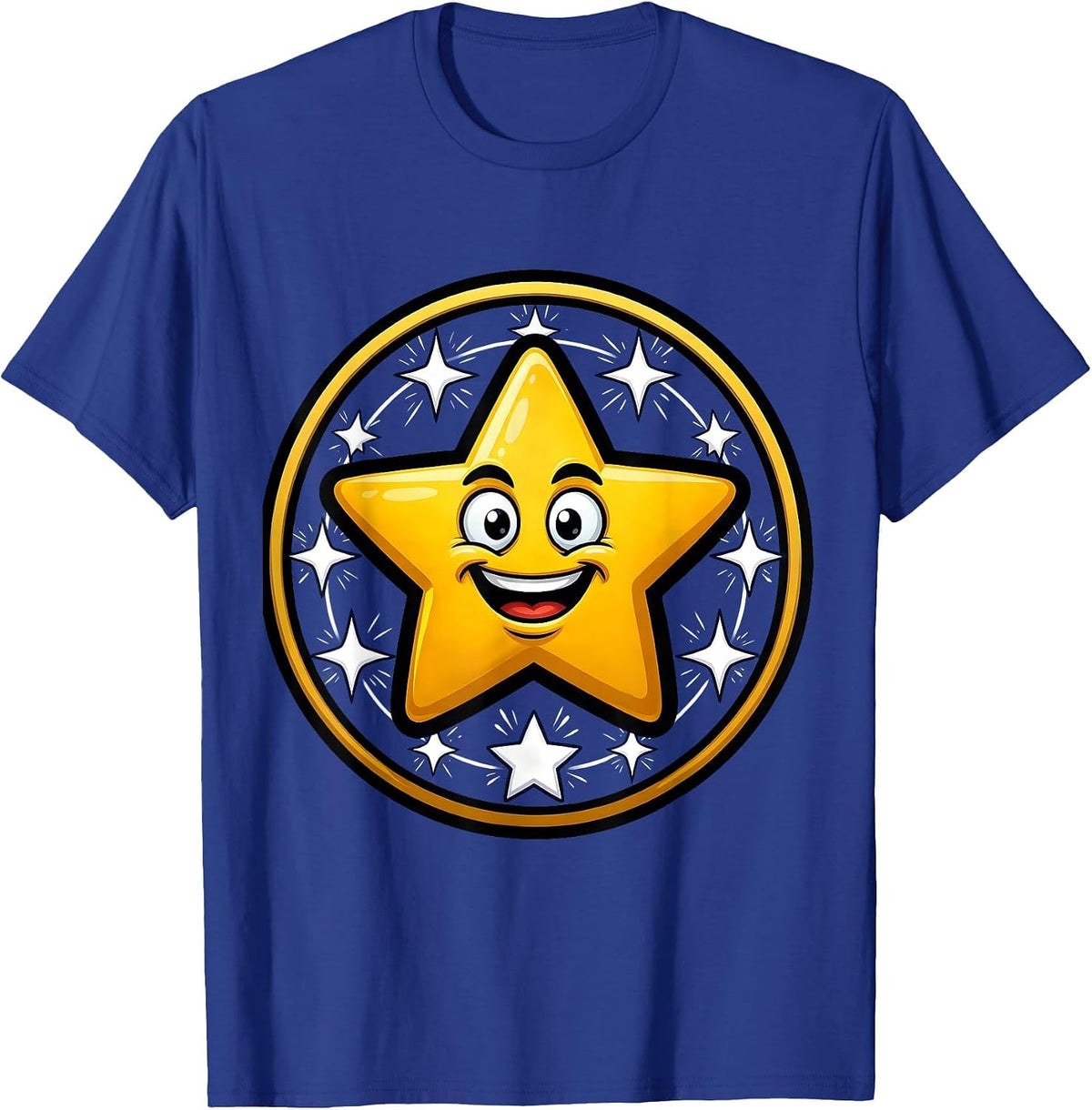 Men's Sparkling Stars Orbiting a Gleaming Yellow Star T-Shirt - Royal Blue