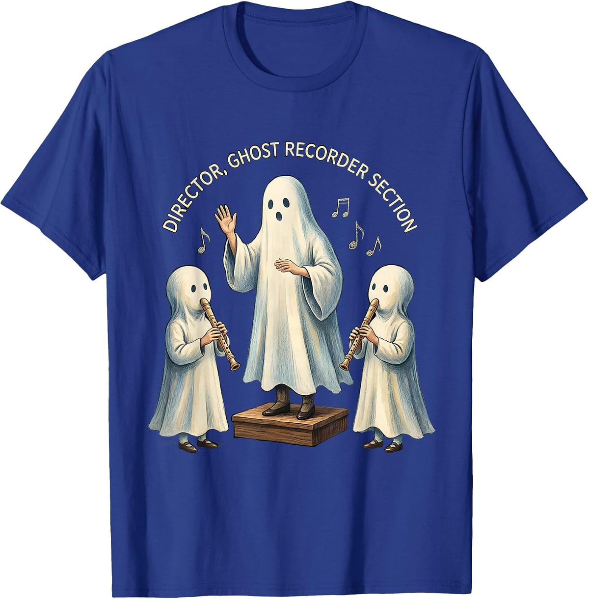 Men's Director, Ghost Recorder Section Whimsical Music Teacher T-Shirt - Royal Blue