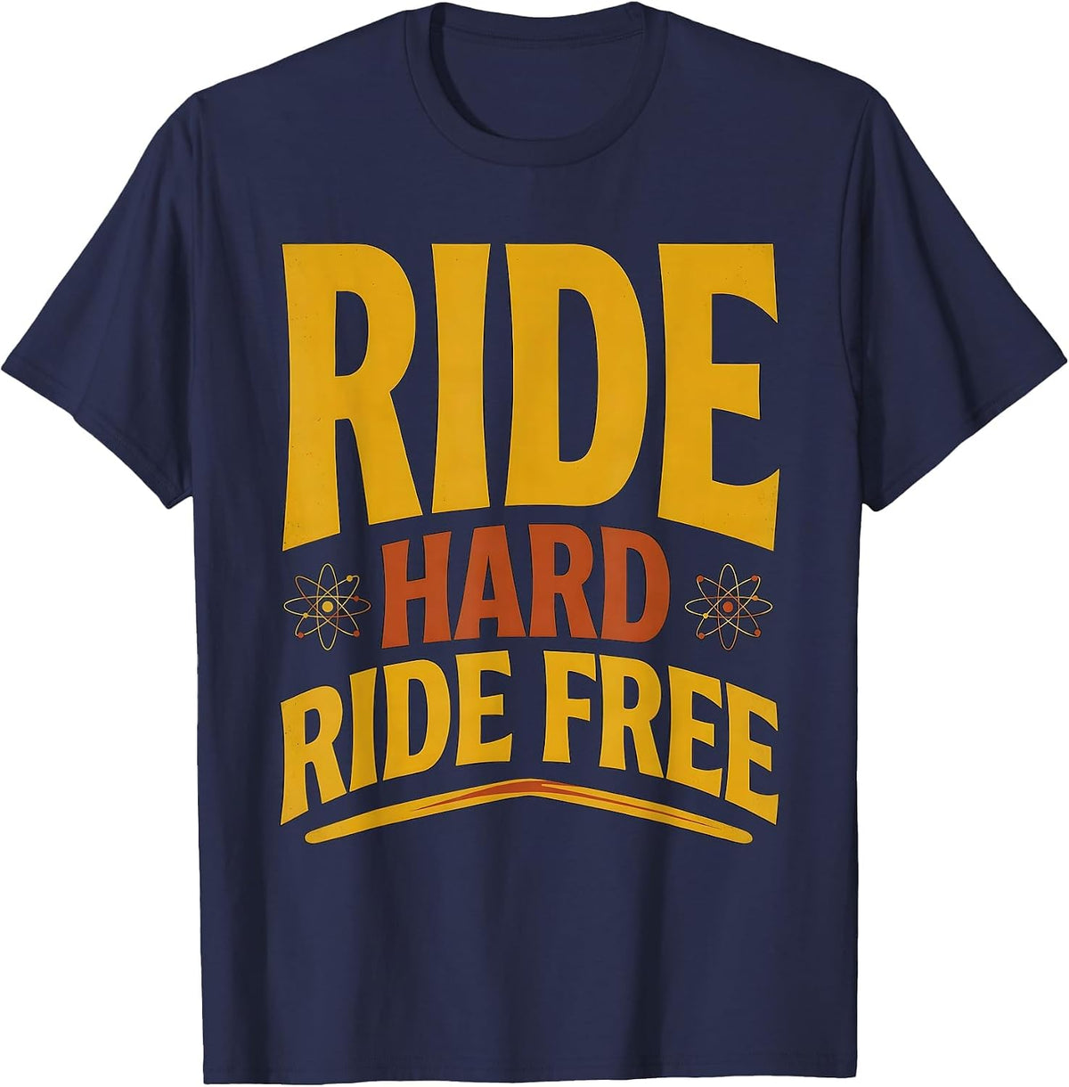 Ride Hard Ride Free Western Cowboy Design T-Shirt - Navy Blue