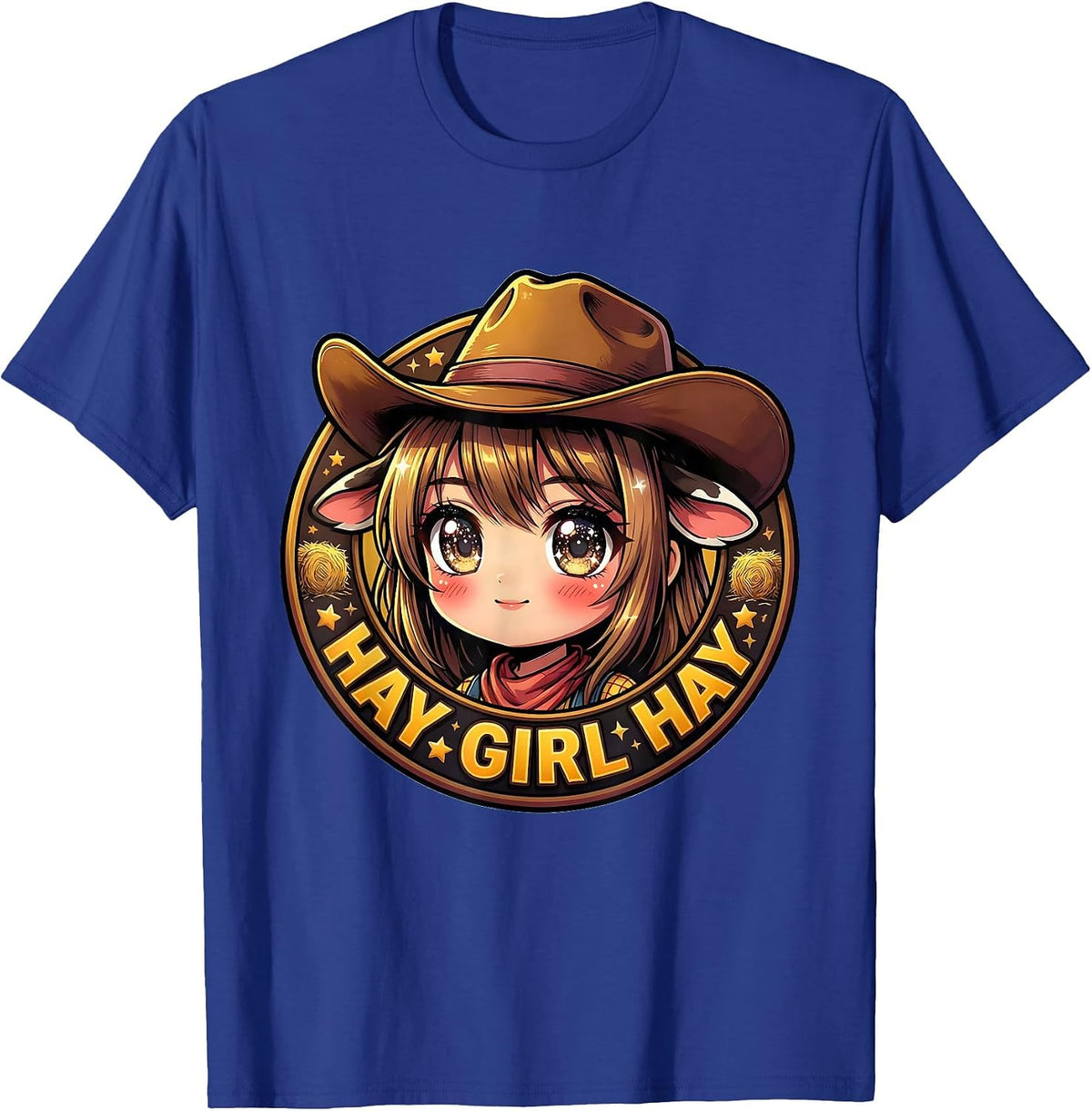Men's Hay Girl Hay Cowgirl Western Design T-Shirt - Royal Blue