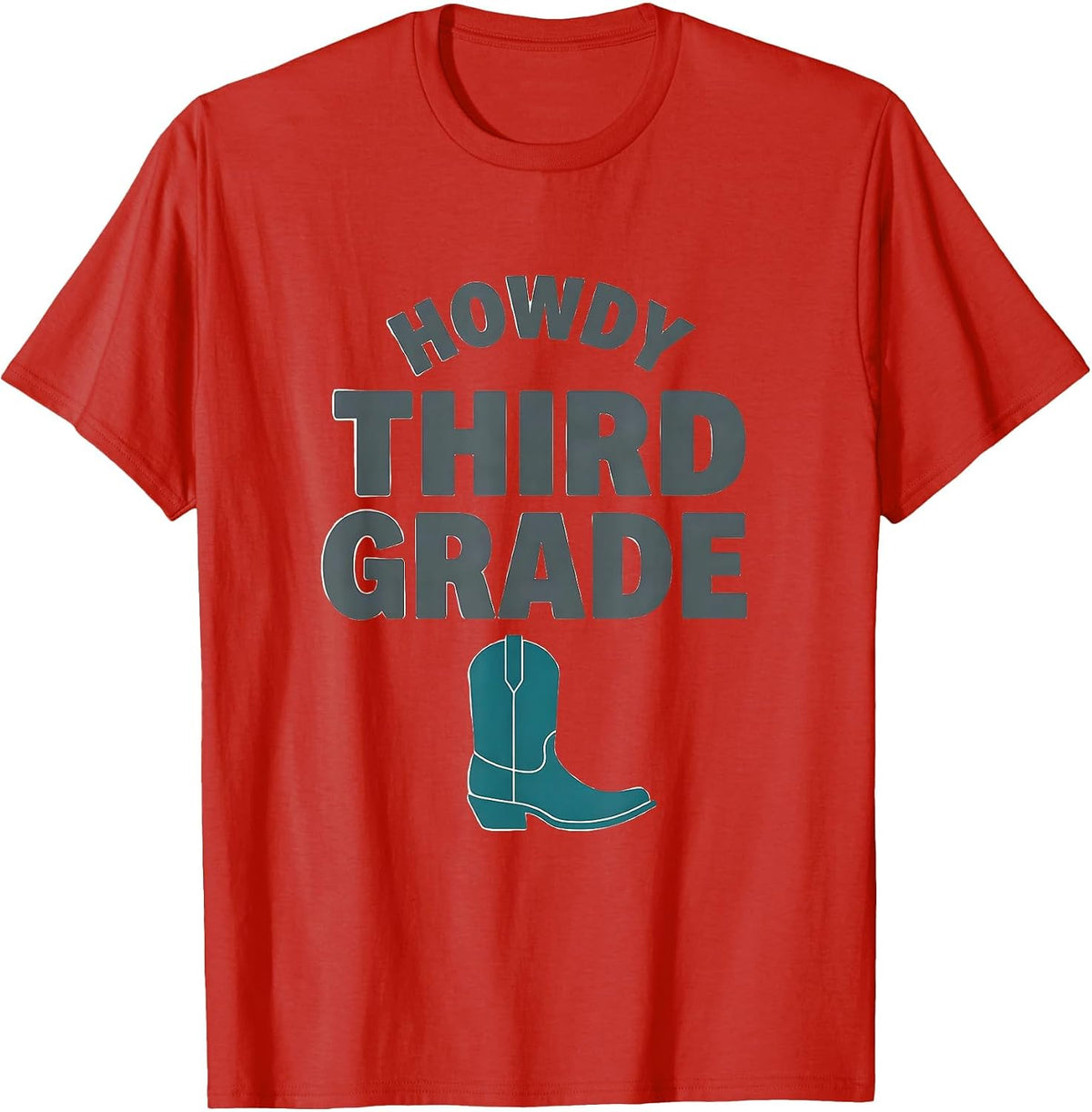 Men's Howdy Third Grade Playful Western Teacher Back To School T-Shirt - Red