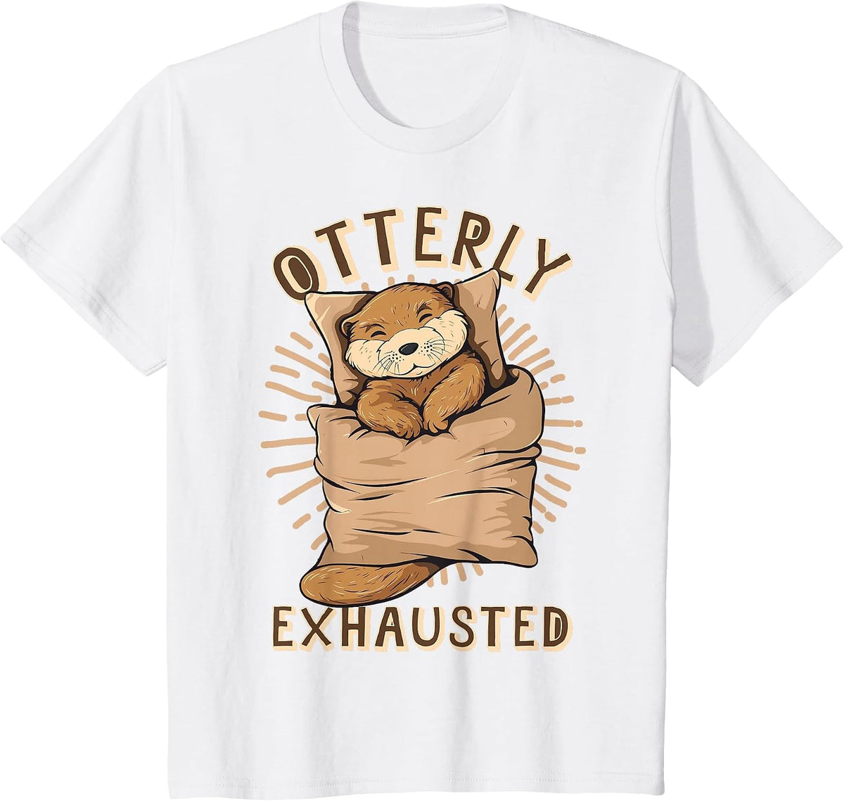 Otterly Exhausted Otter Lover Mammal Animal T-Shirt - White