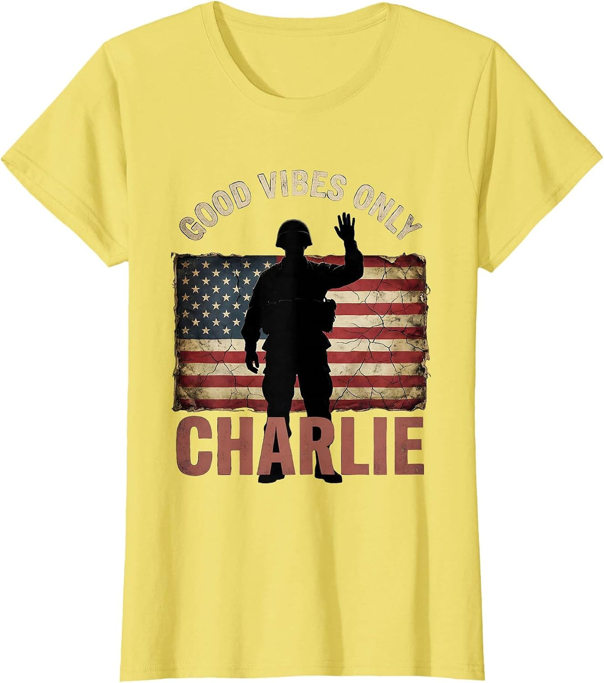 Good Vibes Only Charlie Positive Energy Design T-Shirt - Lemon Yellow