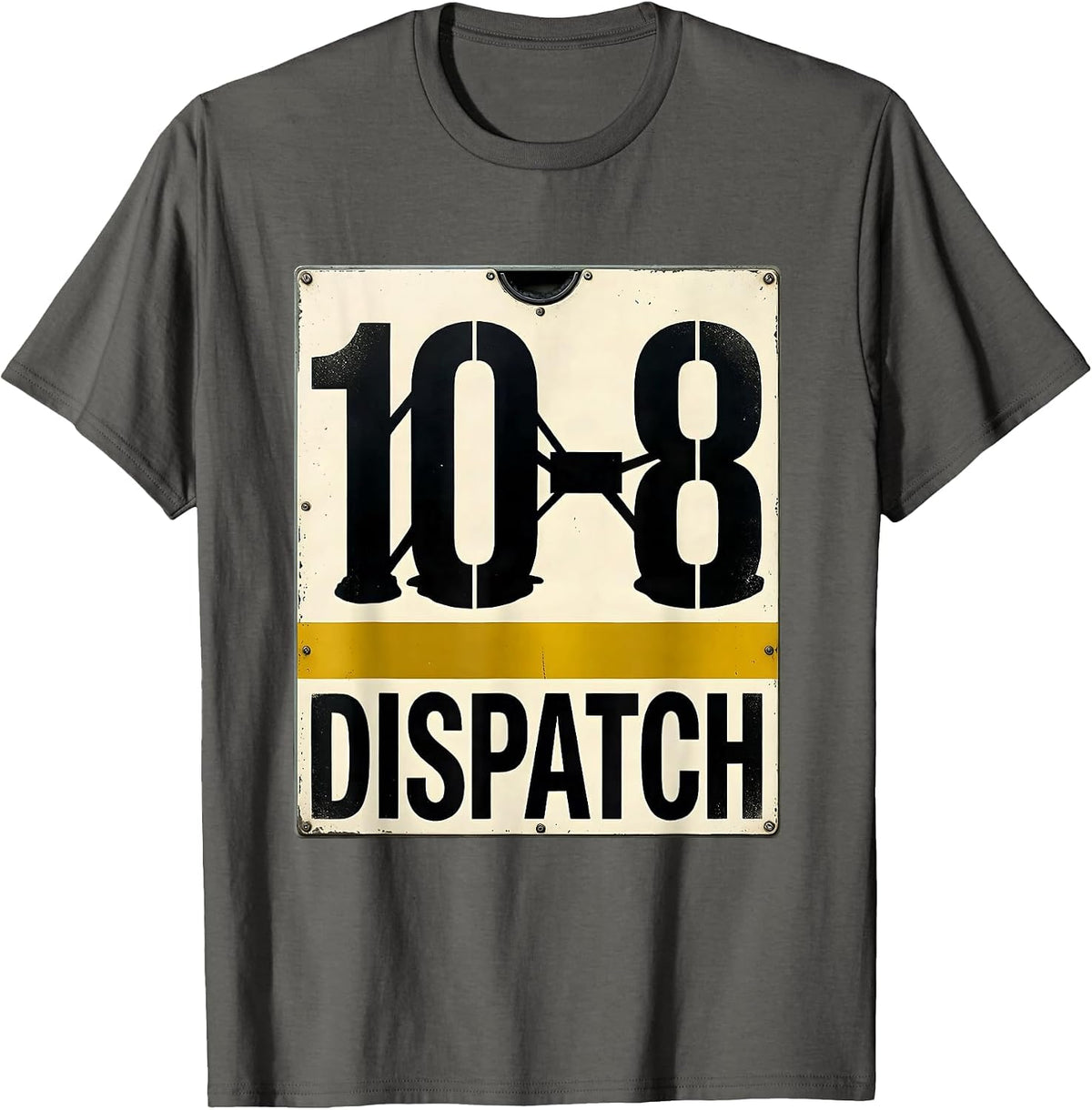 10-8 Dispatch Stencil Graphic 911 Dispatcher Tribute T-Shirt - Asphalt Grey