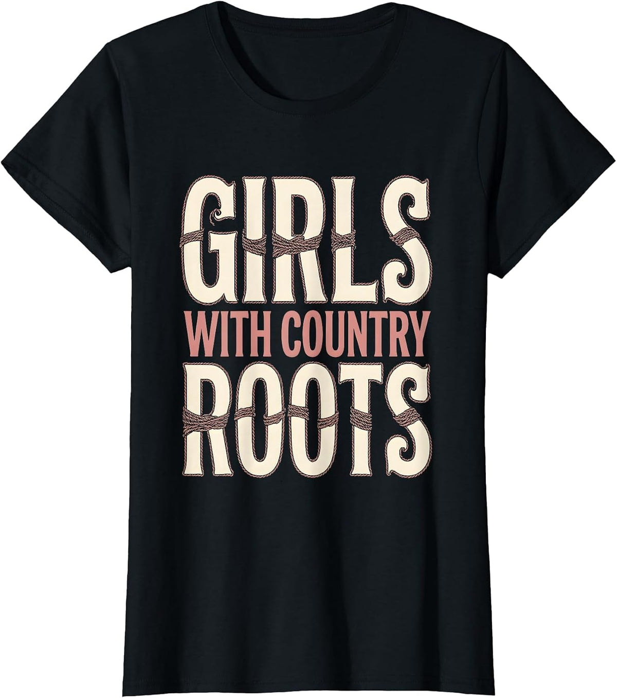 Girls With Country Roots 90s Country Music Design T-Shirt - Black