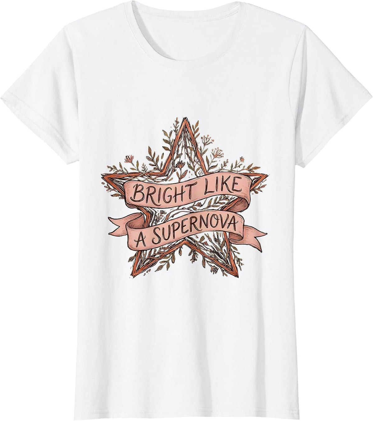 Bright Like a Supernova Cosmic Star Design T-Shirt - White