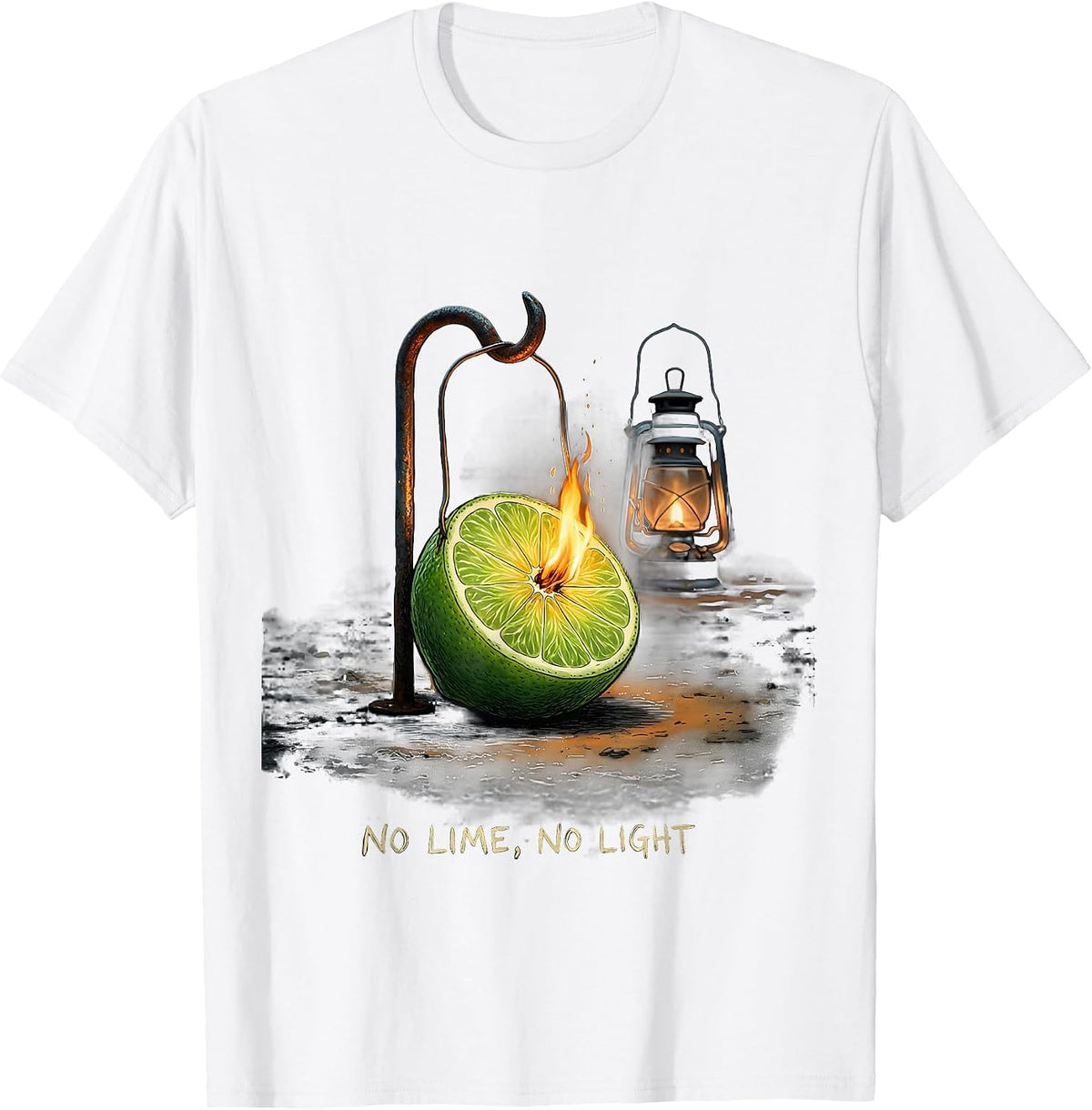 Men's No Lime, No Light Funny Pirate Dad Humor T-Shirt - White