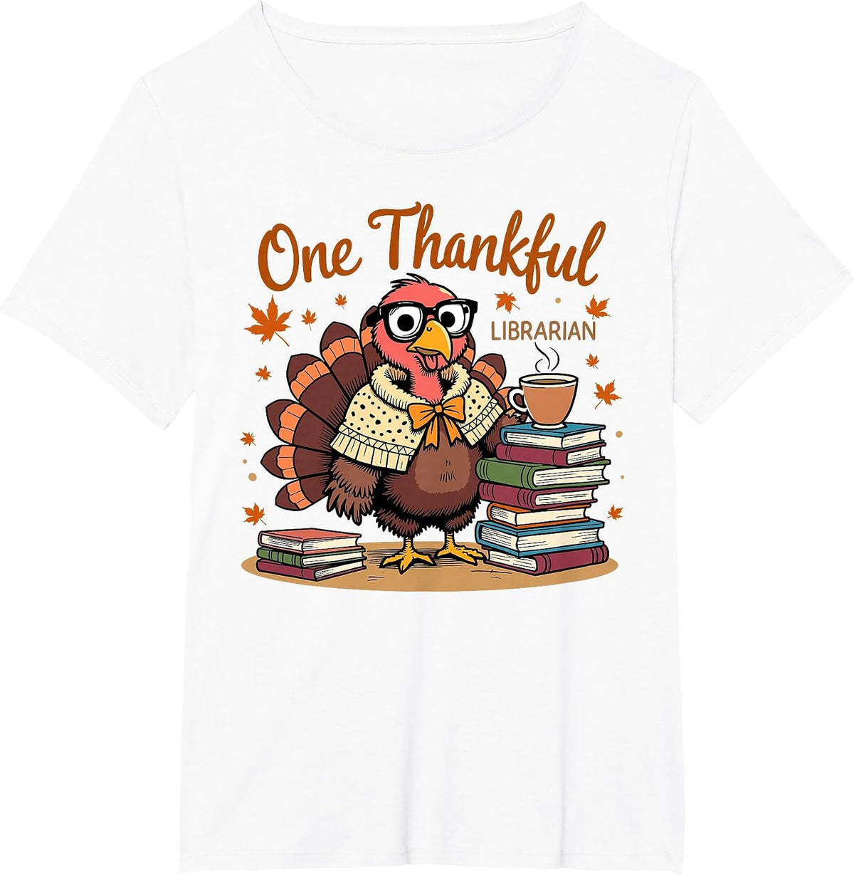 One Thankful Librarian Turkey Thanksgiving T-Shirt - White