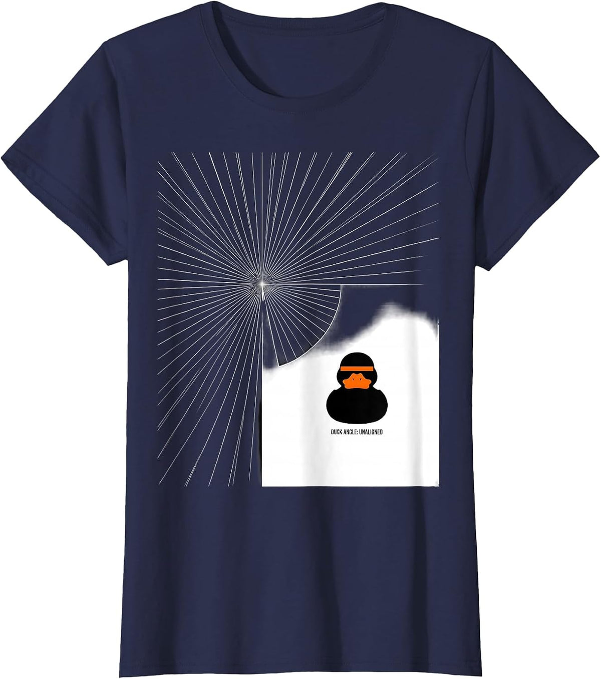 Women's Duck Angle: Unaligned Funny Duck Novelty Humor Gift T-Shirt - Navy Blue
