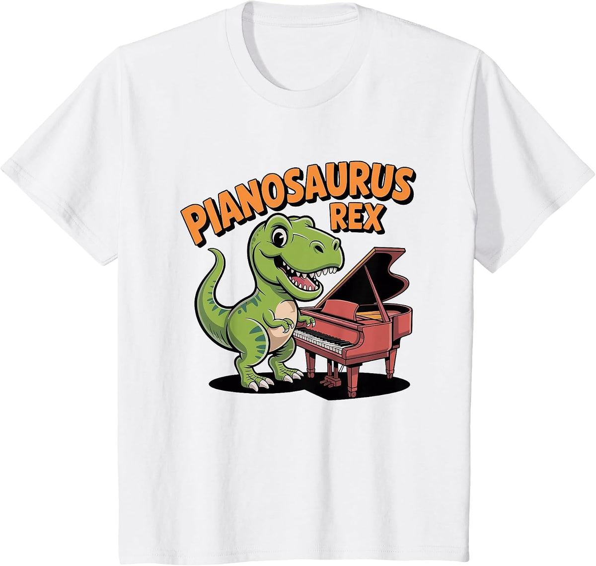 Pianosaurus Rex - Funny Dinosaur Piano Player Pianist Music T-Shirt - White