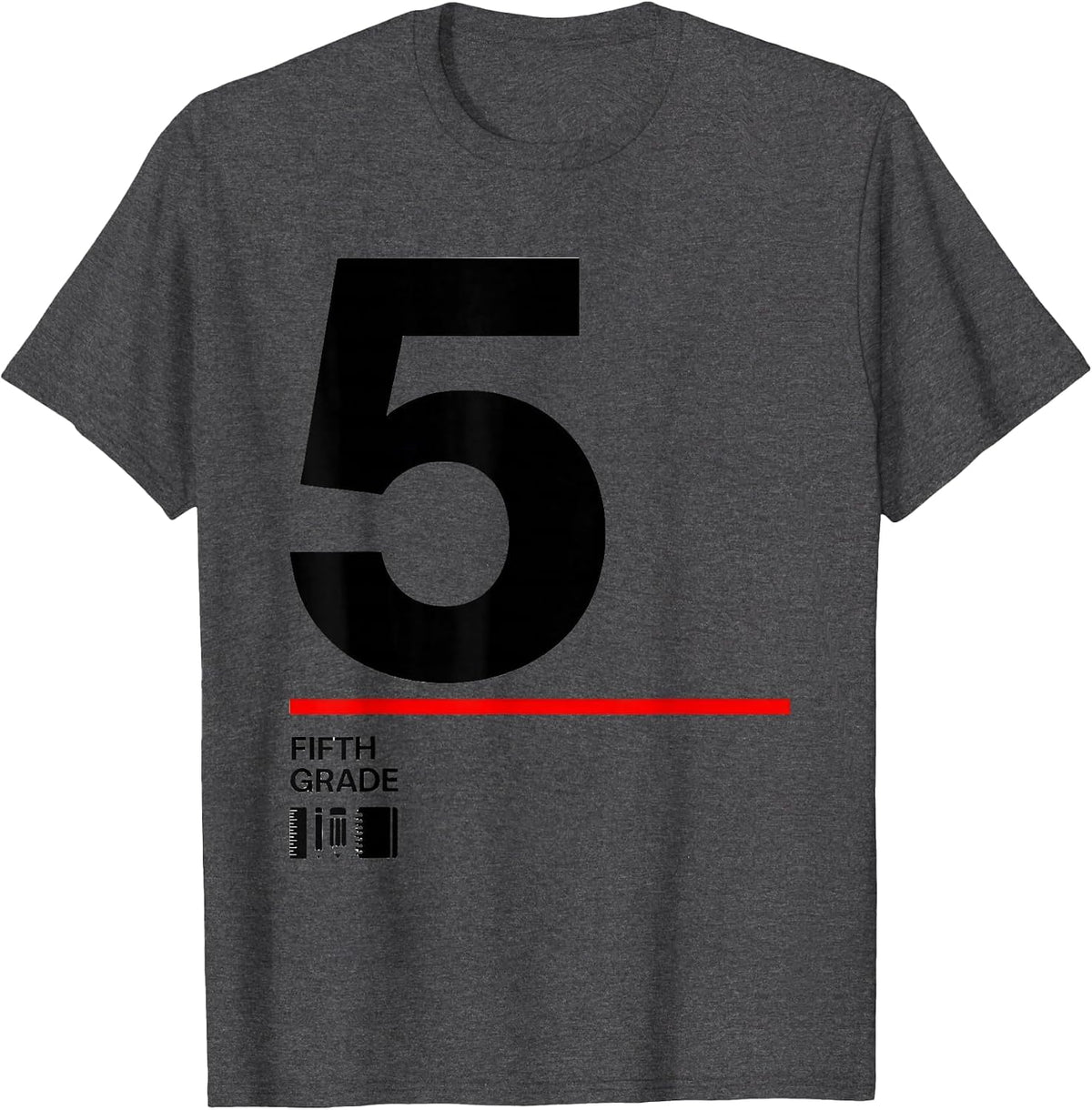 5TH GRADE FIFTH GRADE Swiss International Back To School T-Shirt - Dark Heather Grey