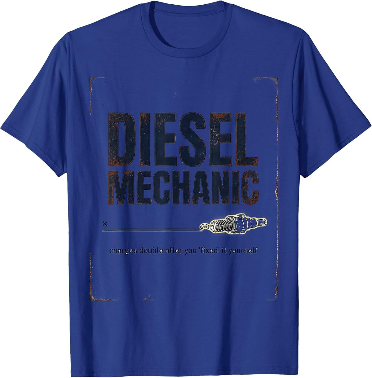 Diesel Mechanic Charges Double Vintage Funny Truck Gift T-Shirt - Royal Blue