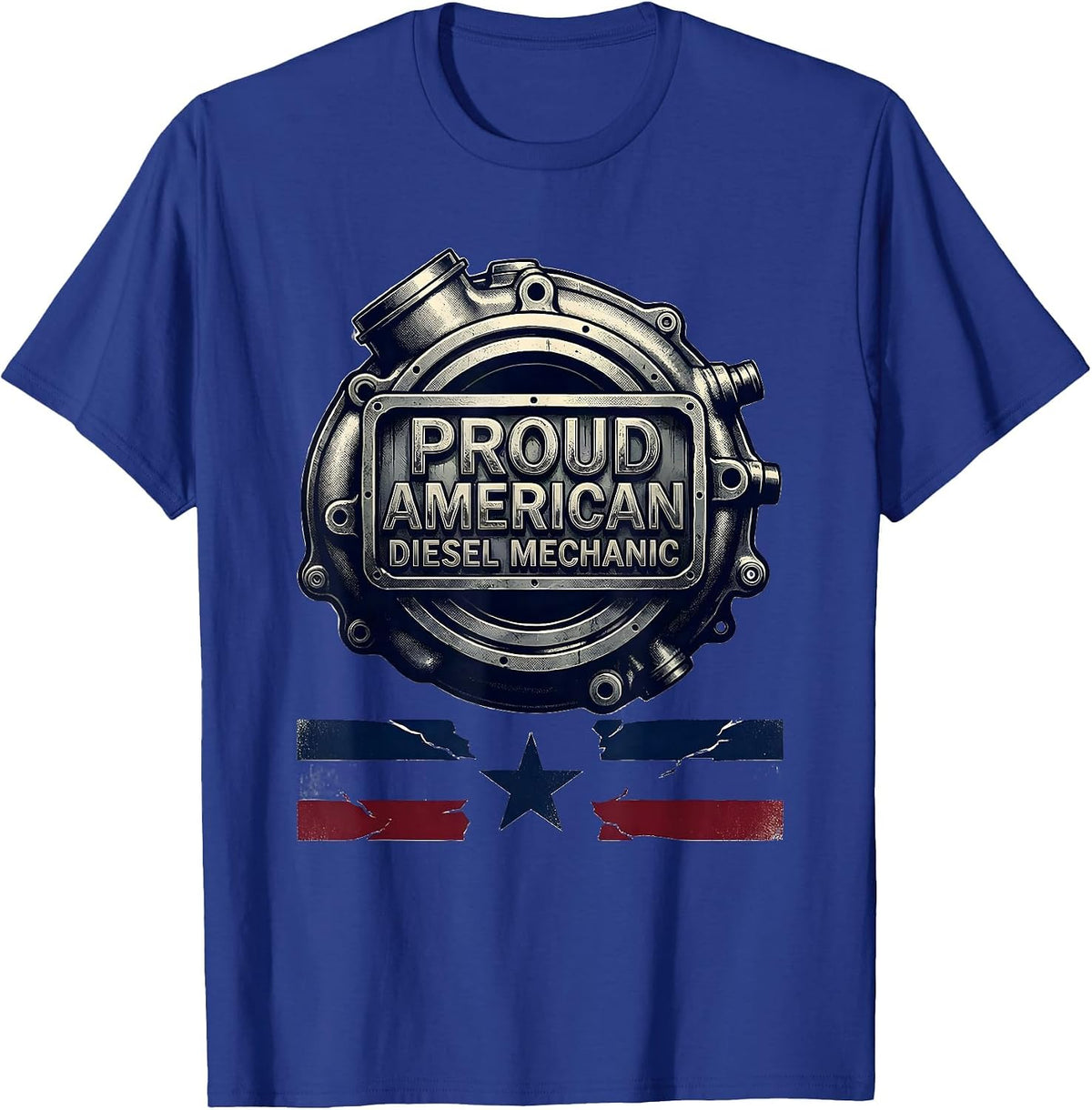 Proud American Diesel Mechanic Patriotic Blue Collar Worker T-Shirt - Royal Blue