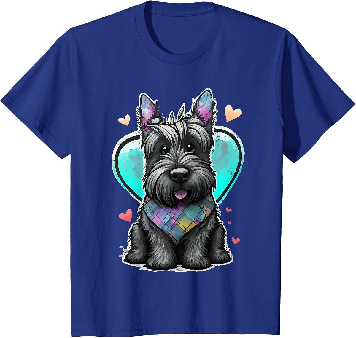 I Love My Scottish Terrier Scottie Dog Valentines Heart Art T-Shirt - Royal Blue