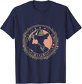 Cowgirl Tipping Hat Under Starry Night Sky T-Shirt - Navy Blue