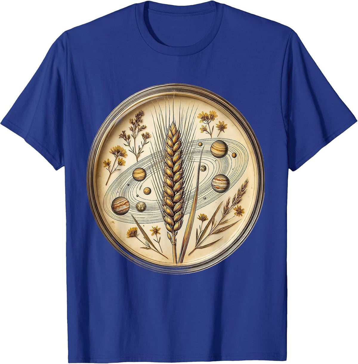 Men's Virgo Maiden Cosmic Planets Astrology Graphic T-Shirt - Royal Blue
