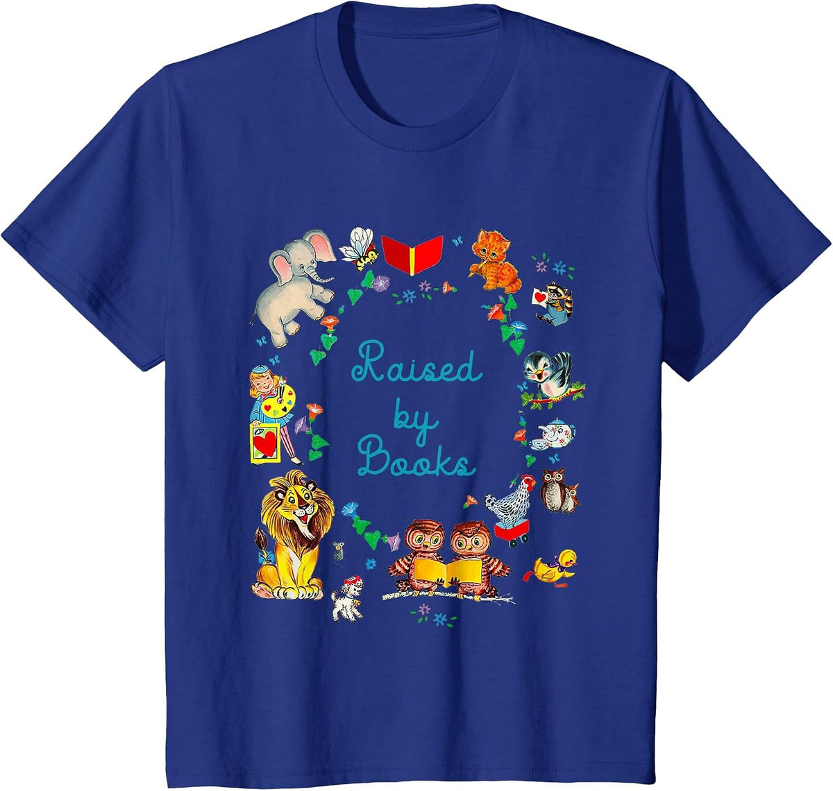 Funny Saying About Reading Raised By Books T-Shirt - Royal Blue