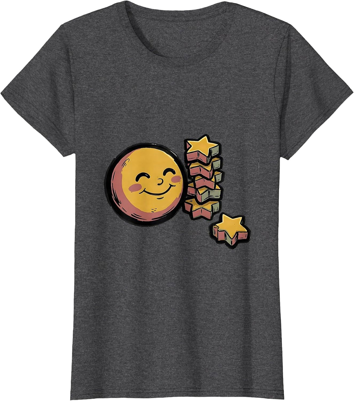 Women's Star Treats Happy Face ABA Therapist Behavior Analyst Gift T-Shirt - Dark Heather Grey