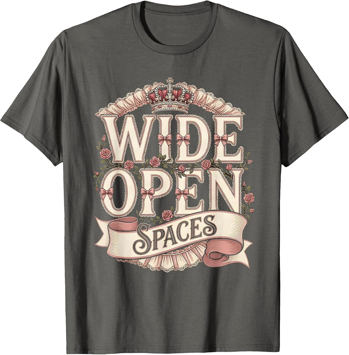Wide Open Spaces Cowgirl Graphic Design T-Shirt - Asphalt Grey