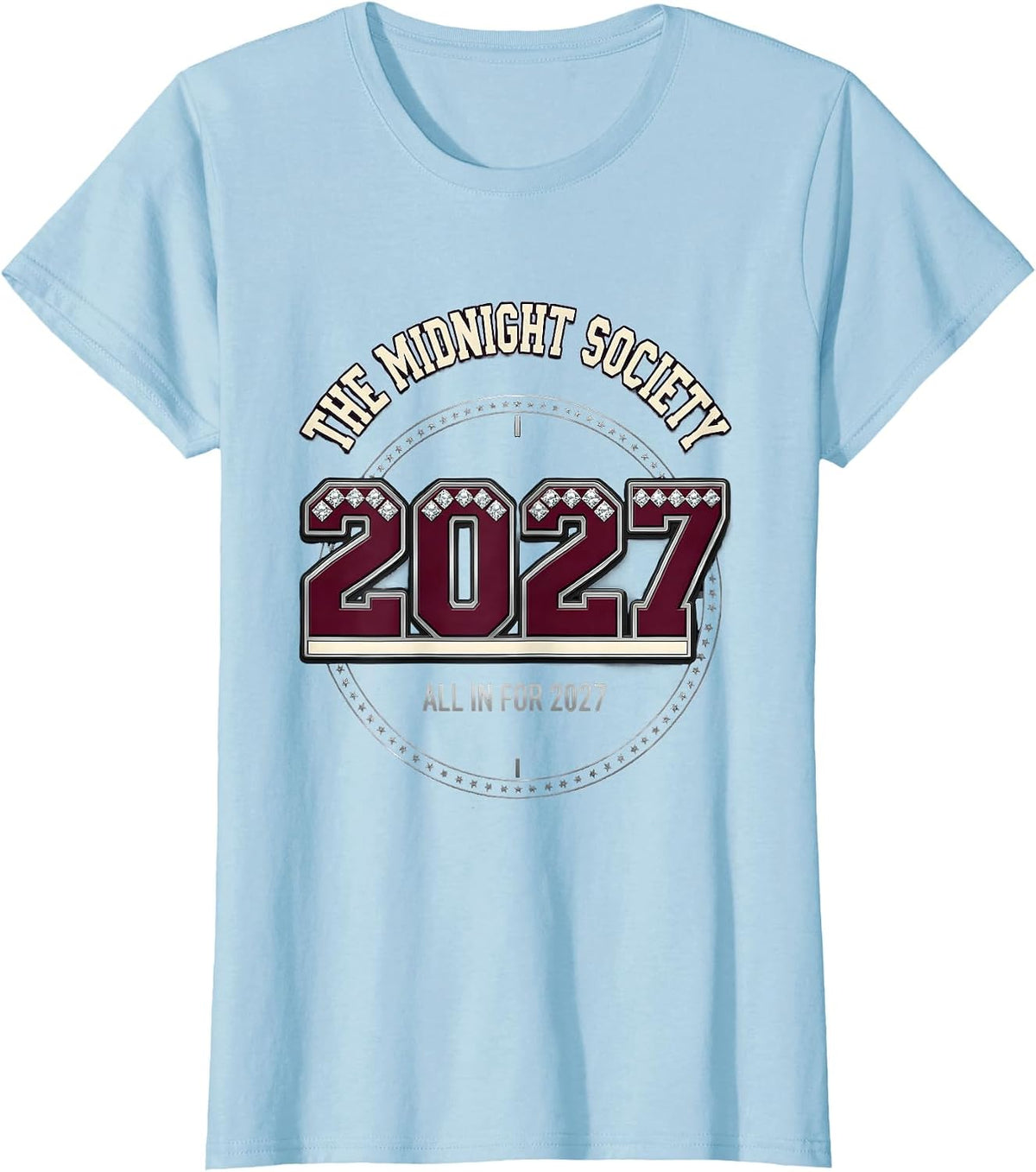 The Midnight Society All In For 2027 Sparkle Varsity Family T-Shirt - Baby Blue