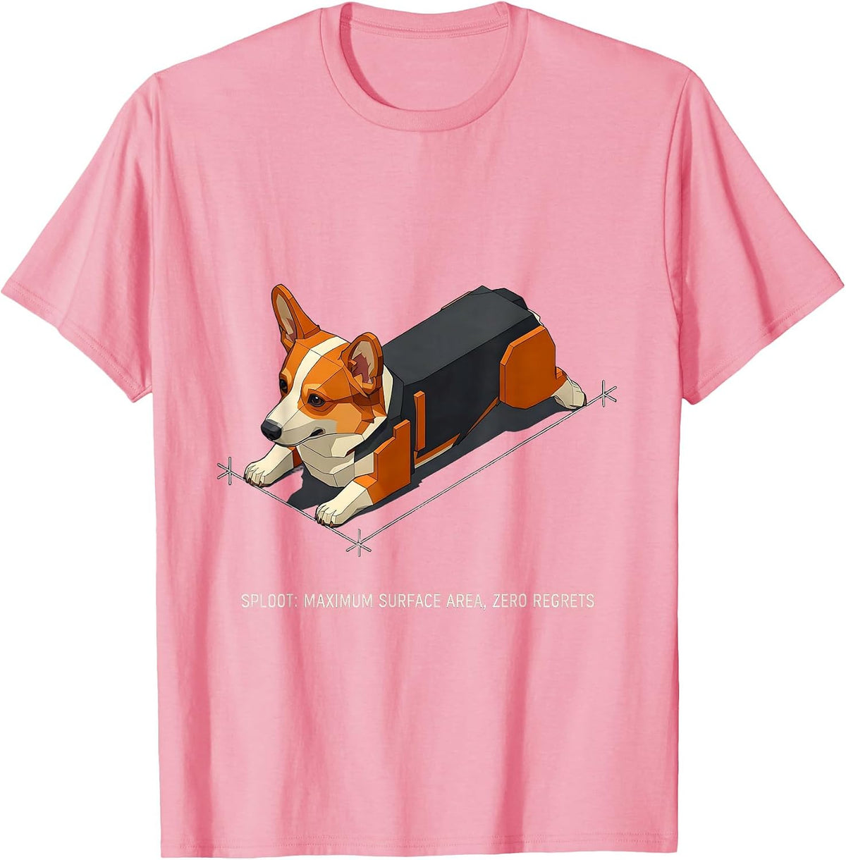 Men's Sploot: Maximum Surface Area, Zero Regrets Funny Corgi Lover T-Shirt - Pink