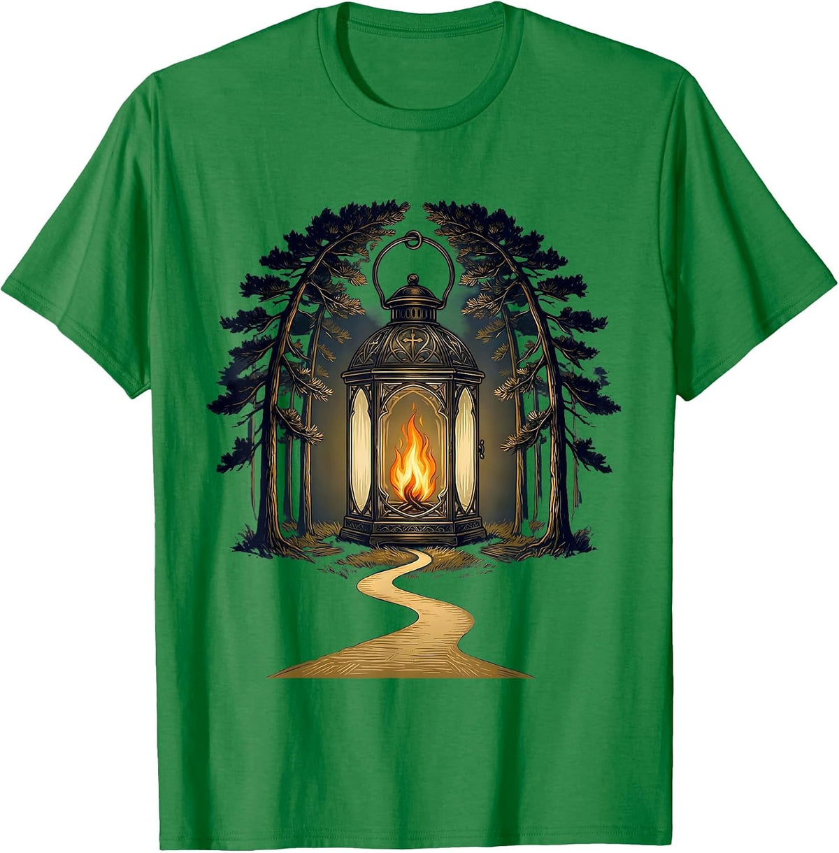 Men's Glowing Lantern Dark Forest Path Sped Teacher T-Shirt - Kelly Green