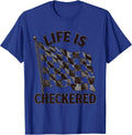 Life Is Checkered Graphic Design T-Shirt - Royal Blue