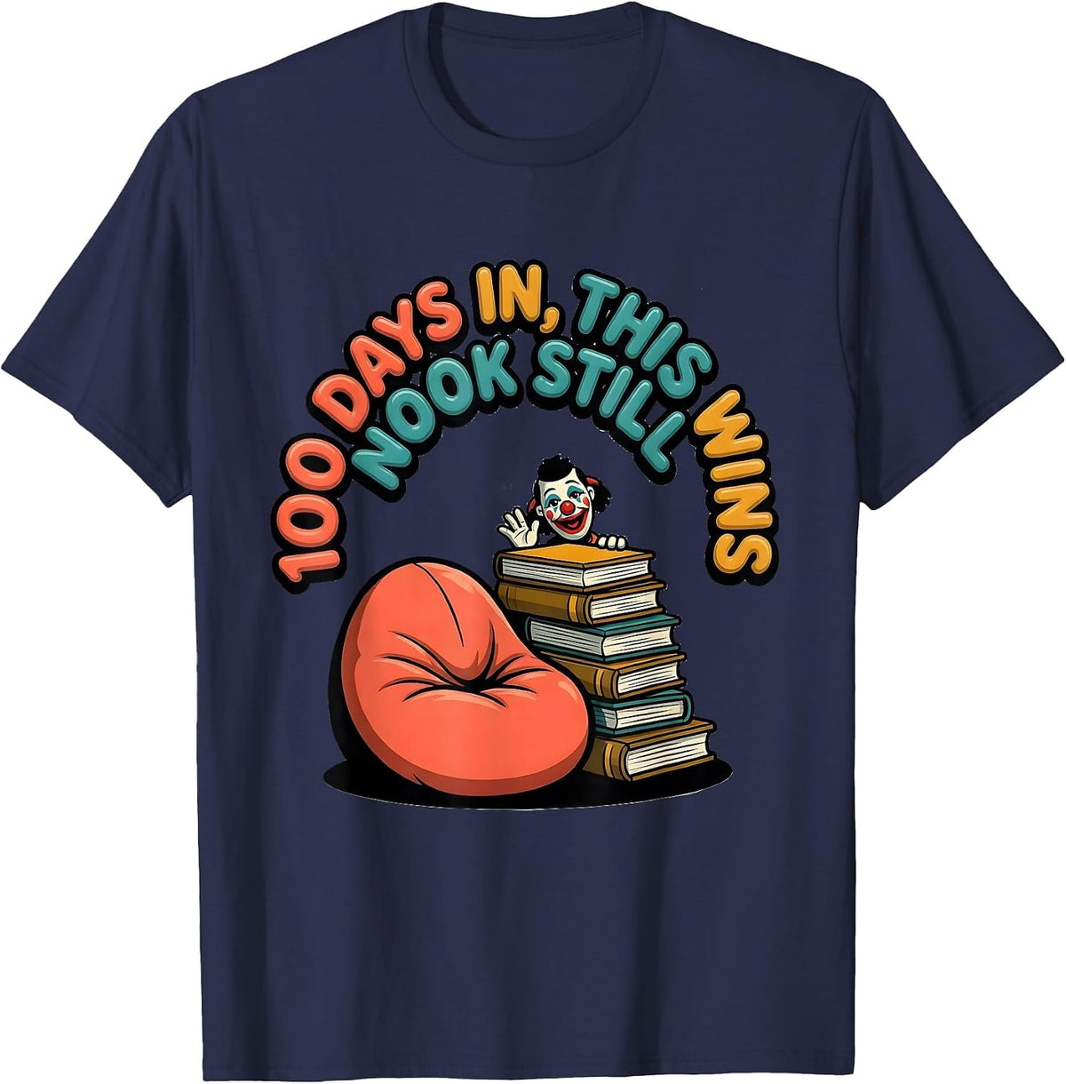100 Days In This Nook Still Wins Teacher Librarian Book T-Shirt - Navy Blue