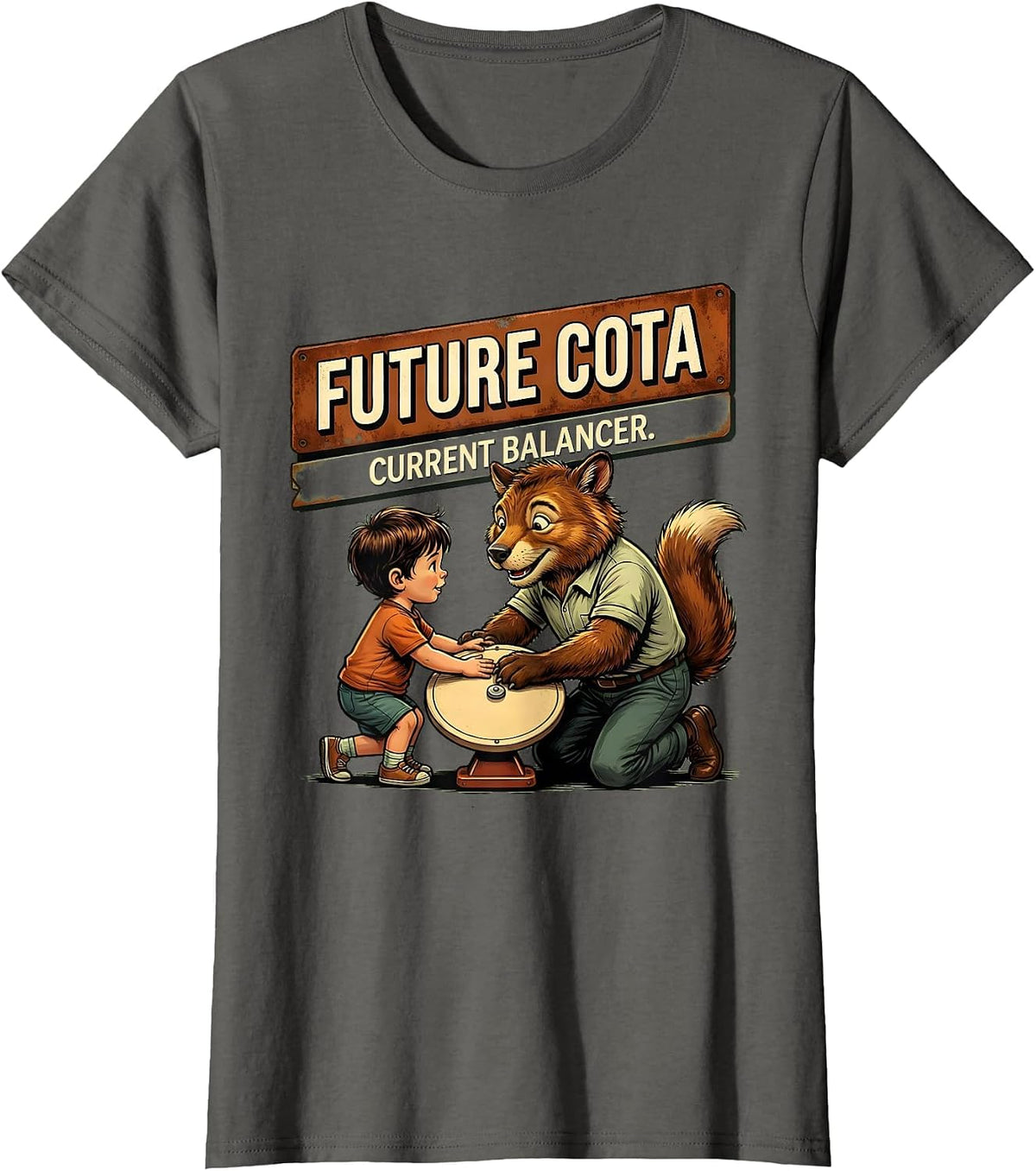 Women's Future COTA Current Balancer Retro Pediatric Occupational T-Shirt - Asphalt Grey