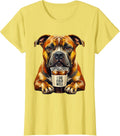 Women's I Do Cold Well Funny Pitbull Drinking Iced Coffee Humor T-Shirt - Lemon Yellow