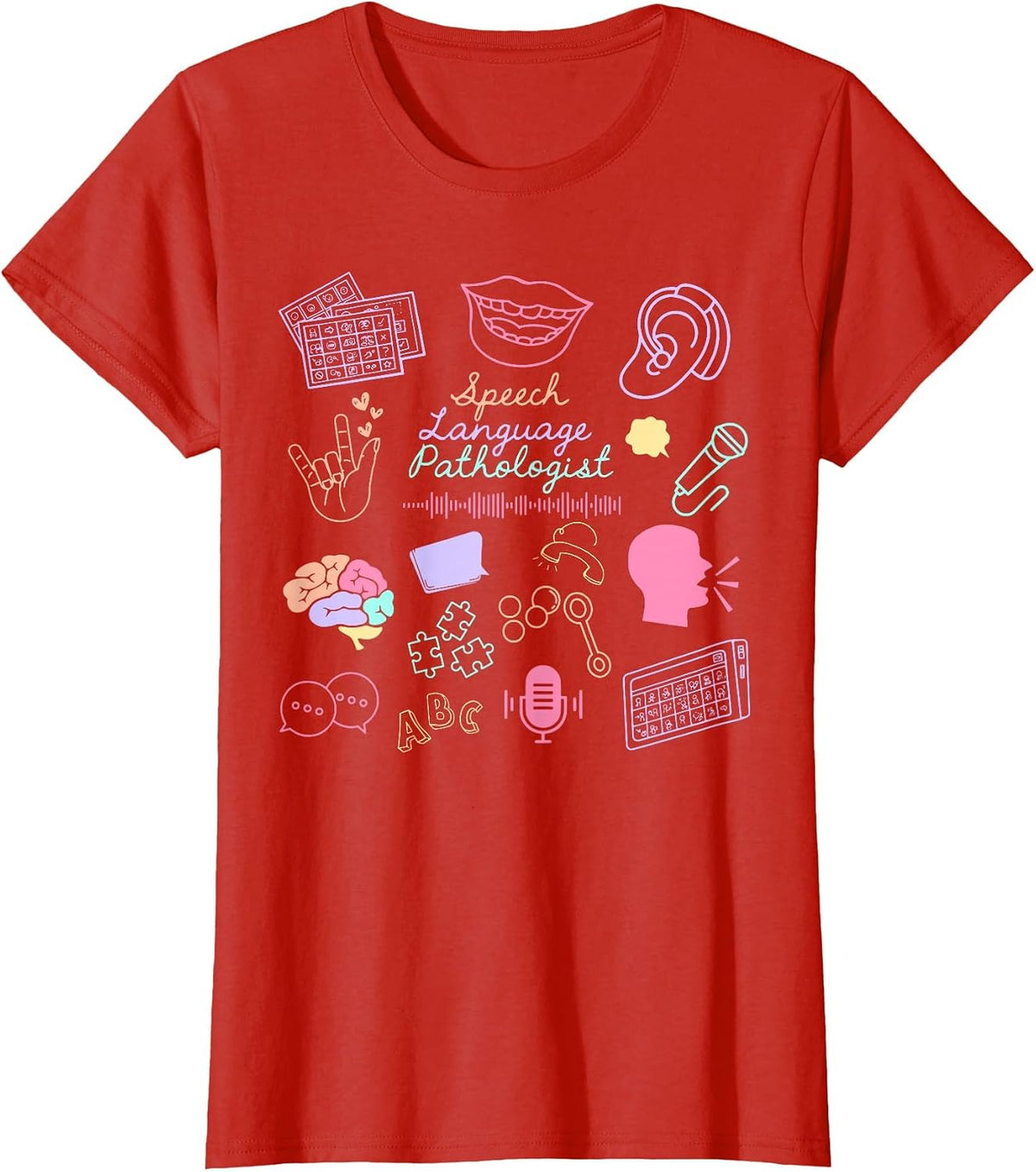 Retro Speech Language Pathologist SLP SLPA Speech Therapist T-Shirt - Red