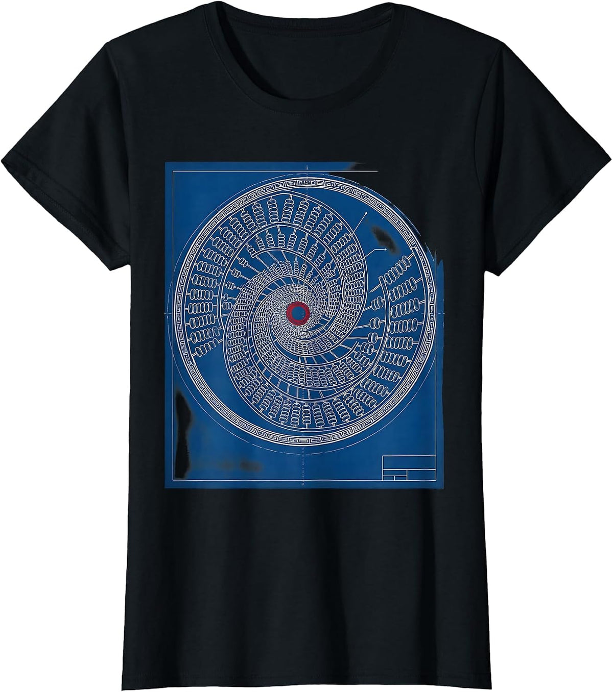 Women's Abacus Galaxy Spiral Math Universe Design T-Shirt - Black