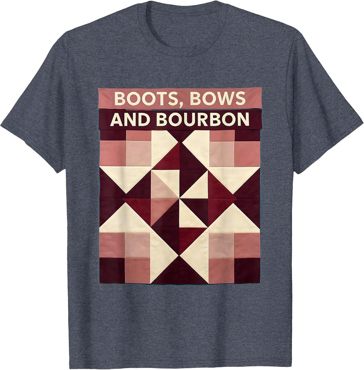 Boots Bows and Bourbon Western Cowgirl Design T-Shirt - Heather Blue