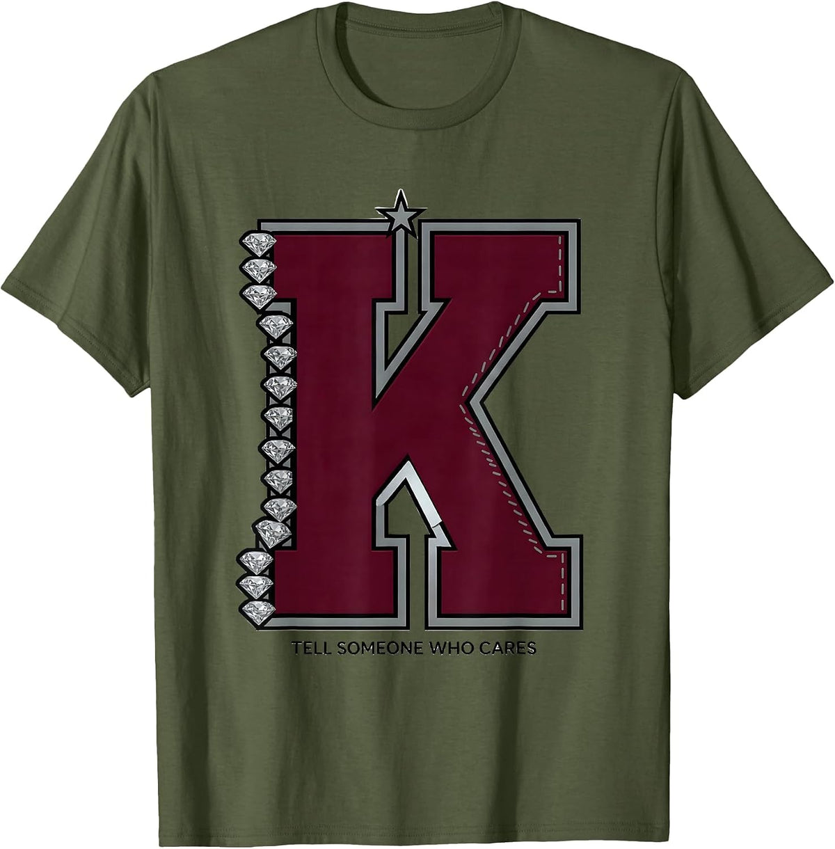Men's Tell Someone Who Cares Sarcastic Humor Design T-Shirt - Olive Green